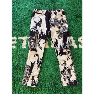 Rebel Vengeance Skeleton Print Cargo Pants Black White Size 32